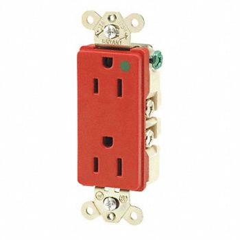 GRAINGER APPROVED Receptacle Red 15A Hospital Grade 125VAC, 52HC94