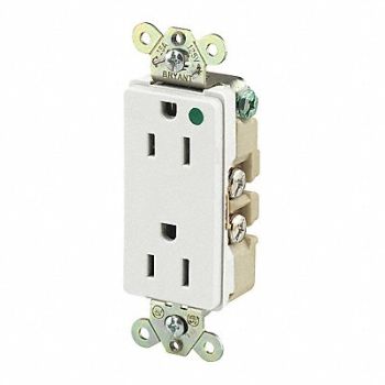 GRAINGER APPROVED Receptacle White 15A 125VAC Flush Mount, 52HC95