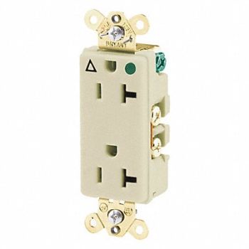 GRAINGER APPROVED Receptacle Ivory 20A 3 Wires Flush Mount, 52HC96