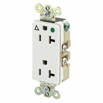 GRAINGER APPROVED Receptacle White 20A 125VAC Flush Mount, 52HC97