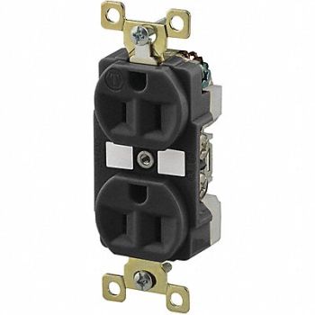 GRAINGER APPROVED Receptacle Black 15A Weather Resistant, 52HD07