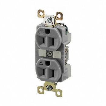 GRAINGER APPROVED Receptacle Gray 15A Isolated Ground, 52HD11