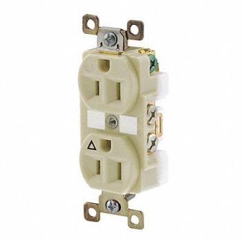 GRAINGER APPROVED Receptacle Ivory 15A Isolated Ground, 52HD12