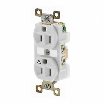 GRAINGER APPROVED Receptacle White 15A Isolated Ground, 52HD13