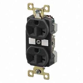 GRAINGER APPROVED Receptacle Black 20A Duplex Outlet, 52HD19