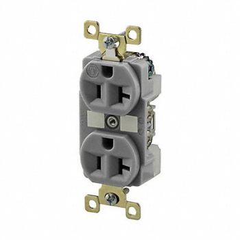 GRAINGER APPROVED Receptacle Gray Flush Mount 2 Poles, 52HD21