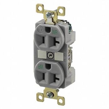GRAINGER APPROVED Receptacle Gray 20A Duplex Outlet Nylon, 52HD22