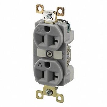 GRAINGER APPROVED Receptacle Gray 20A Duplex Outlet, 52HD24