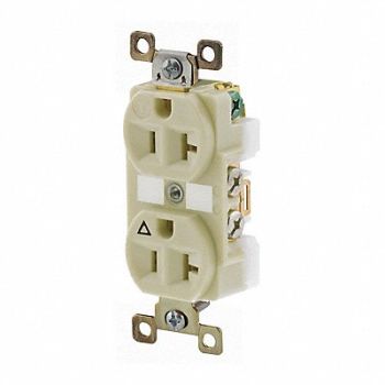 GRAINGER APPROVED Receptacle Ivory 20A Duplex Outlet Nylon, 52HD25