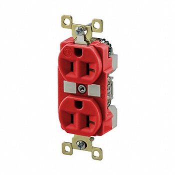GRAINGER APPROVED Receptacle Red 20A Duplex Receptacles, 52HD28