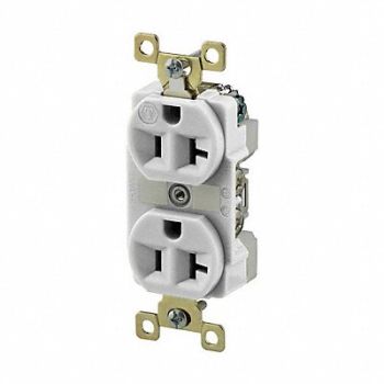 GRAINGER APPROVED Receptacle White 20A Duplex Receptacles, 52HD30