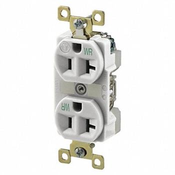 GRAINGER APPROVED Receptacle White 20A Weather Resistant, 52HD32
