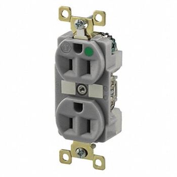 GRAINGER APPROVED Receptacle Gray 15A 5-15R NEMA Config., 52HD38