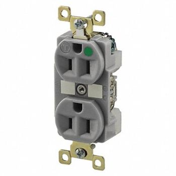 GRAINGER APPROVED Receptacle Gray 15A 125VAC Illuminated, 52HD39