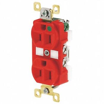 GRAINGER APPROVED Receptacle Red 15A 125VAC Illuminated, 52HD44