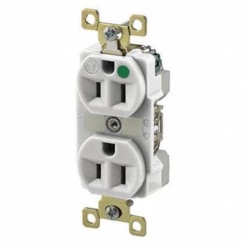 GRAINGER APPROVED Receptacle White 15A 5-15R NEMA Config., 52HD46
