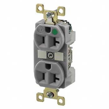 GRAINGER APPROVED Receptacle Gray 20A 125VAC Illuminated, 52HD50