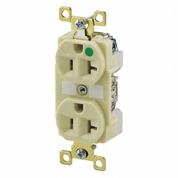 GRAINGER APPROVED Receptacle Ivory 20A 125VAC Illuminated, 52HD51