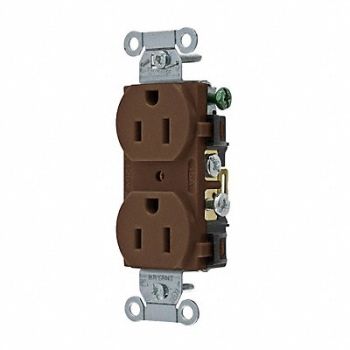GRAINGER APPROVED Receptacle Brwn 15A Duplex Outlet 125VAC, 52HD54