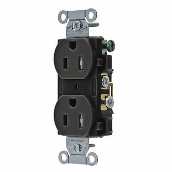 GRAINGER APPROVED Receptacle Black 15A Tamper Resistant, 52HD56
