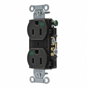 GRAINGER APPROVED Receptacle Blk Nylon 5-15R NEMA Config., 52HD57