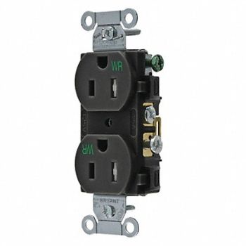 GRAINGER APPROVED Receptacle Black 125VAC Tamper Resistant, 52HD58