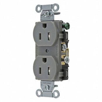 GRAINGER APPROVED Receptacle Gray 15 A 2P3W Back Side 1PK, 52HD60