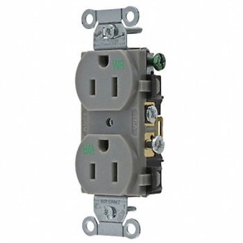 GRAINGER APPROVED Receptacle Gray 15 A 2P3W Back Side 1PK, 52HD61