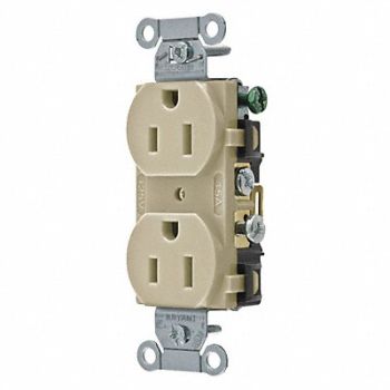 GRAINGER APPROVED Receptacle Gray 3 Wires Tamper Resistant, 52HD62