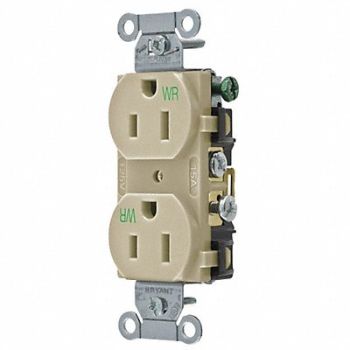GRAINGER APPROVED Recept Ivory 15 A 2P3W Back Side 1PK, 52HD63