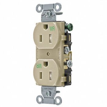 GRAINGER APPROVED Recept Ivory 15 A 2P3W Back Side 1PK, 52HD64