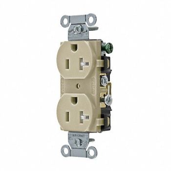 GRAINGER APPROVED Receptacle Ivory 3 Wires Tamper Resist, 52HD72