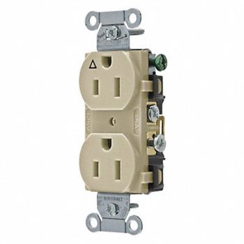 GRAINGER APPROVED Recept Ivory 15 A 2P3W Back Side 1PK, 52HD74