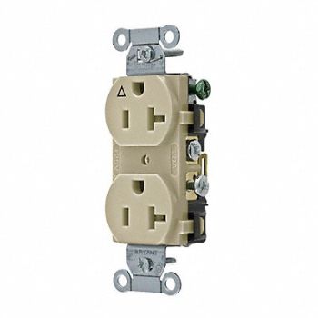 GRAINGER APPROVED Receptacle Ivory 3 Wires Side Winning, 52HD78