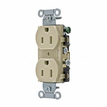 GRAINGER APPROVED Receptacle Ivory 15A 125VAC Side Winning, 52HD85