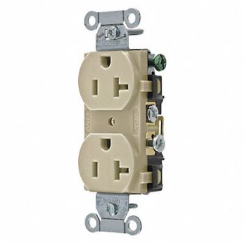 GRAINGER APPROVED Receptacle Ivory 20A 125VAC Side Winning, 52HD92