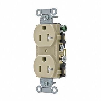GRAINGER APPROVED Receptacle Ivory 20A Side Winning Nylon, 52HD93
