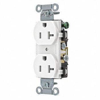 GRAINGER APPROVED Receptacle White 20A Duplex Outlet Nylon, 52HD94