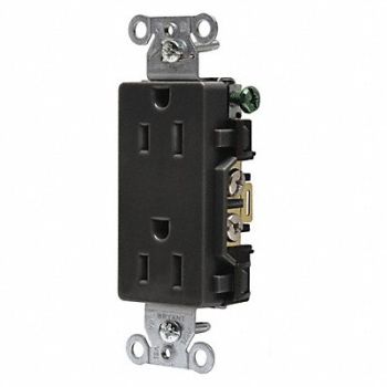GRAINGER APPROVED Receptacle Black 15A Flush Mount 125VAC, 52HD97