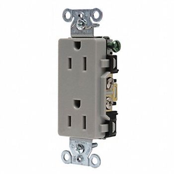 GRAINGER APPROVED Receptacle Gray 15A Flush Mount 125VAC, 52HD99