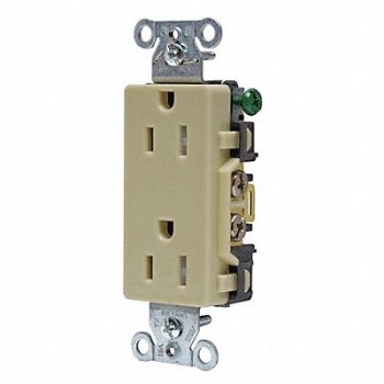 GRAINGER APPROVED Receptacle Ivory 15A Tamper Resist Nylon, 52HE03