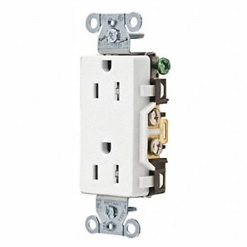 GRAINGER APPROVED Receptacle White 15A Tamper Resist Nylon, 52HE05