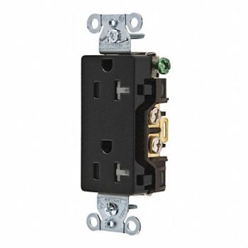 GRAINGER APPROVED Receptacle Blk 20A Tamper Resist. 125VAC, 52HE08