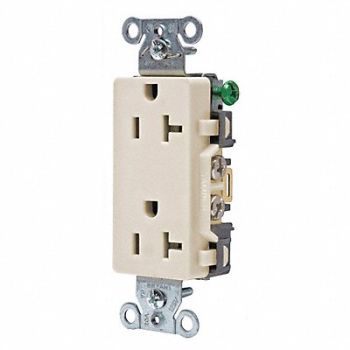 GRAINGER APPROVED Receptacle Light Almond Decorator Outlet, 52HE13