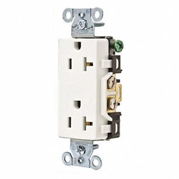 GRAINGER APPROVED Receptacle White 125VAC Decorator Outlet, 52HE14