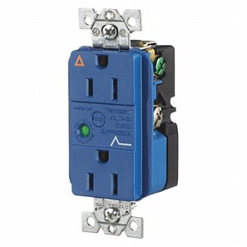 GRAINGER APPROVED Receptacle Blue 15A Decorator Outlet, 52HE22