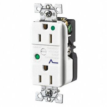 GRAINGER APPROVED Receptacle White 15A Audible Alarm Nylon, 52HE30