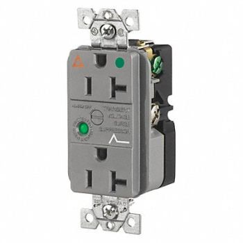 GRAINGER APPROVED Receptacle Gray 20A 3 Wires 2 Poles, 52HE32