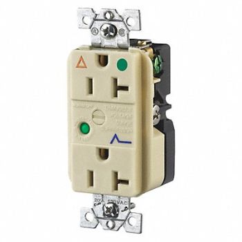 GRAINGER APPROVED Receptacle Ivory 20A 3 Wires 2 Poles, 52HE33