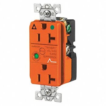 GRAINGER APPROVED Receptacle Orange 20A 3 Wires 2 Poles, 52HE34